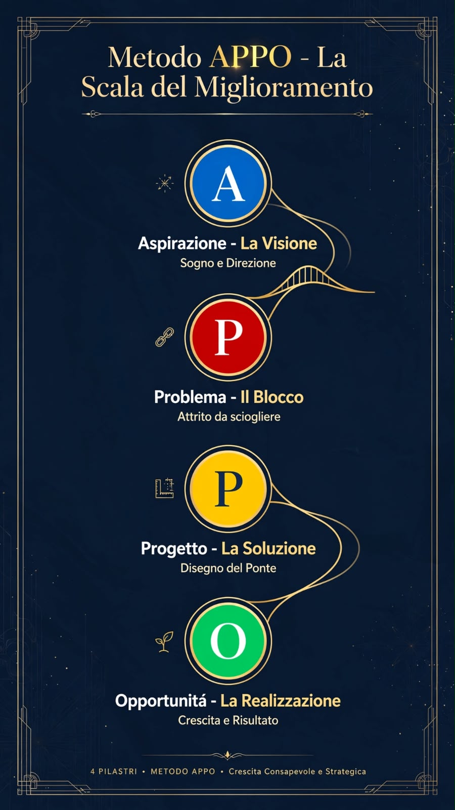 Metodo APPO — La scala del miglioramento: Aspirazione, Problema, Progetto, Opportunità